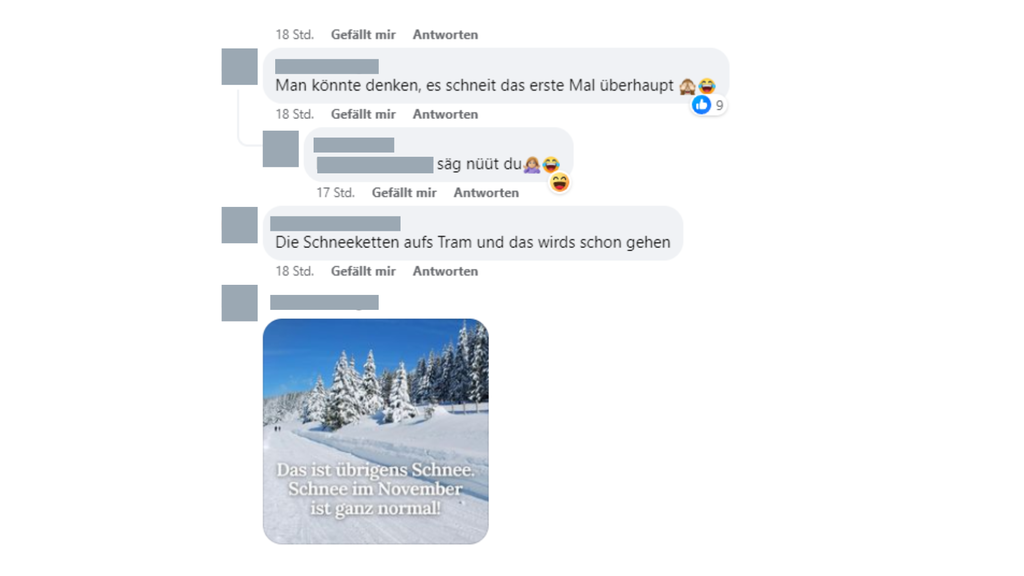 Auf Facebook sammeln sich spitze Kommentare zum Thema Schnee.