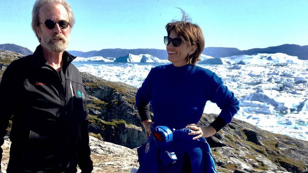 Bundespräsidentin Doris Leuthard mit WSL-Direktor Konrad Steffen bei Ilulissat in Grönland