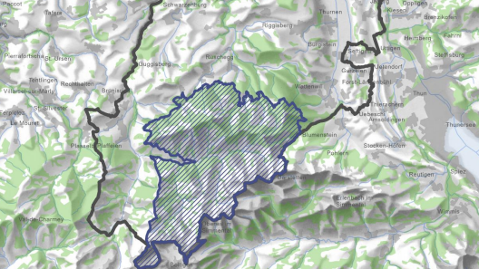 Karte: «Gantrisch Dark Sky Zone» im Naturpark Gantrisch 