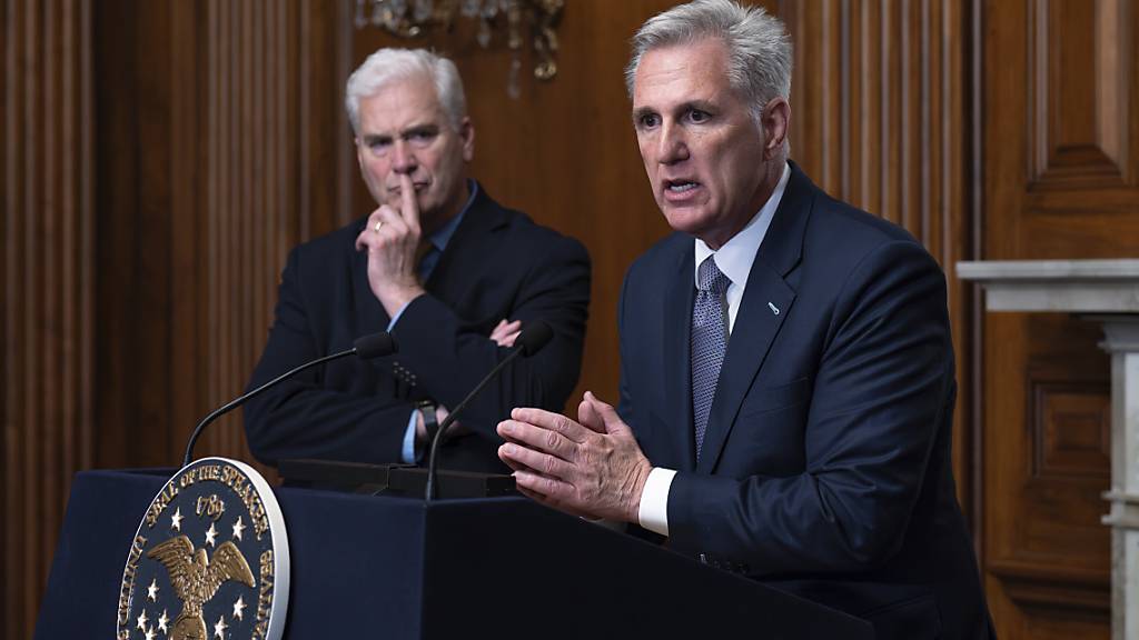 Kevin McCarthy, Sprecher des Repräsentantenhauses, spricht während einer Pressekonferenz. Foto: J. Scott Applewhite/AP
