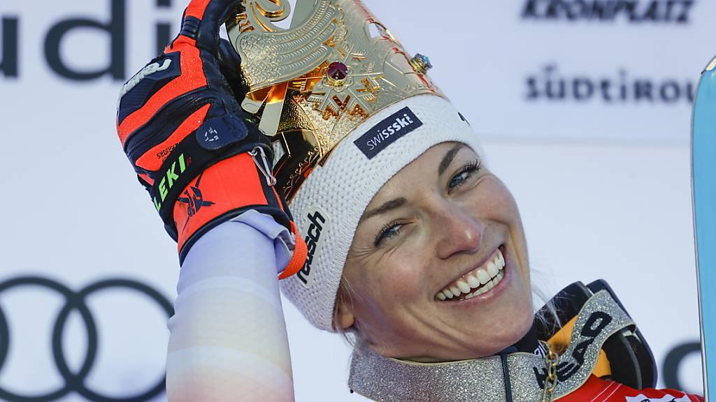 Lara Gut-Behrami erhielt für ihren Sieg in Kronplatz eine Krone aufgesetzt