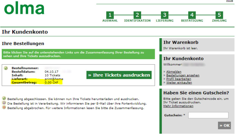 Wegen der Internetpanne sind die Olma-Tickets kostenlos (Screenshot olma-messen.ch)