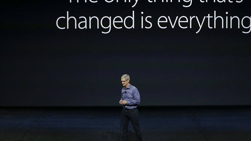 Apple-Chef Tim Cook während der Präsentation in San Francisco, unter dem Motto: es hat sich nur etwas geändert, nämlich alles.