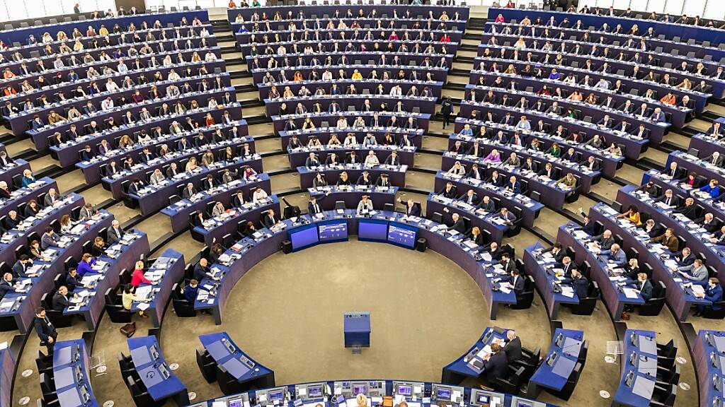 ARCHIV - Mitglieder des Europäischen Parlaments sitzen während einer Abstimmung im Plenarsaal des Europäischen Parlaments. Foto: Philipp von Ditfurth/dpa