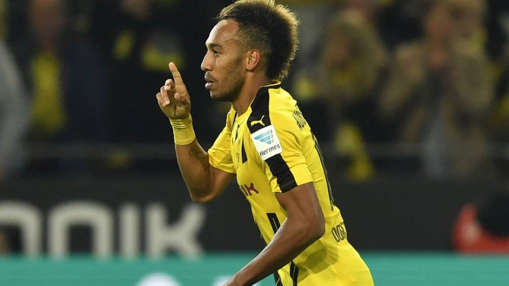 Dortmunds Pierre-Emerick Aubameyang feiert seinen fünften Saisontreffer