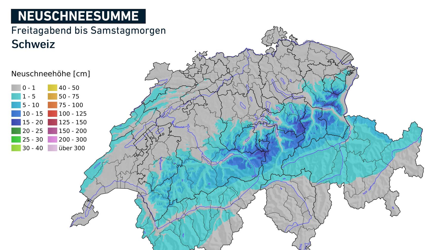 Neuschnee.Karte Alpen