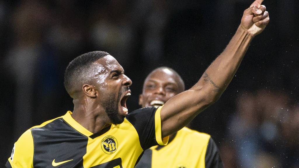 Young Boys' Ulisses Garcia celebrates after scoring to 3:1 during the UEFA Champions League Play-off first leg soccer match between BSC Young Boys and Ferencvaros TC, on Wednesday, August 18, 2021 at the Wankdorf stadium in Bern, Switzerland.