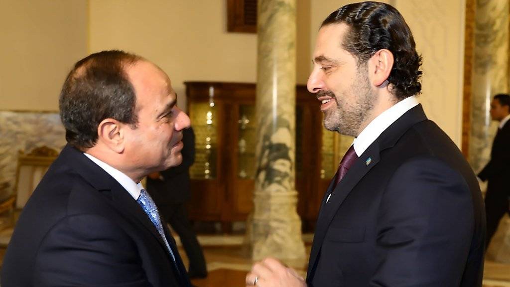 Ägyptens Staatschef Abdel Fattah al-Sisi empfängt Saad Hariri vor dessen Rückkehr nach Beirut.