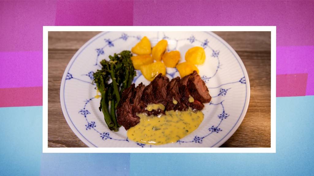 Nierzapfen an Sauce Béarnaise, Knusprige Kartoffeln und Wilder Broccoli