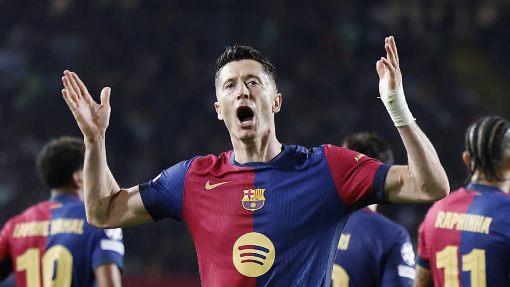 Jubelt einmal mehr gegen seinen Ex-Klub: Robert Lewandowski trifft doppelt für den FC Barcelona im Viertelfinal-Hinspiel der Champions League gegen Dortmund