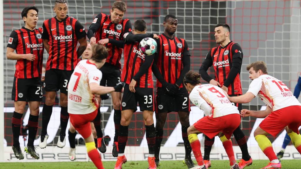 Kaum ein Durchkommen für Marcel Sabitzer und Leipzig: Gegen Eintracht Frankfurt spielt der erste Verfolger von Bayern München nur 1:1