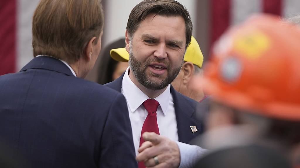 US-Vizepräsident J.D. Vance spricht nach einer Veranstaltung von US-Präsident Trump zur Ankündigung neuer Zölle im Rosengarten des Weißen Hauses. Foto: Mark Schiefelbein/AP/dpa