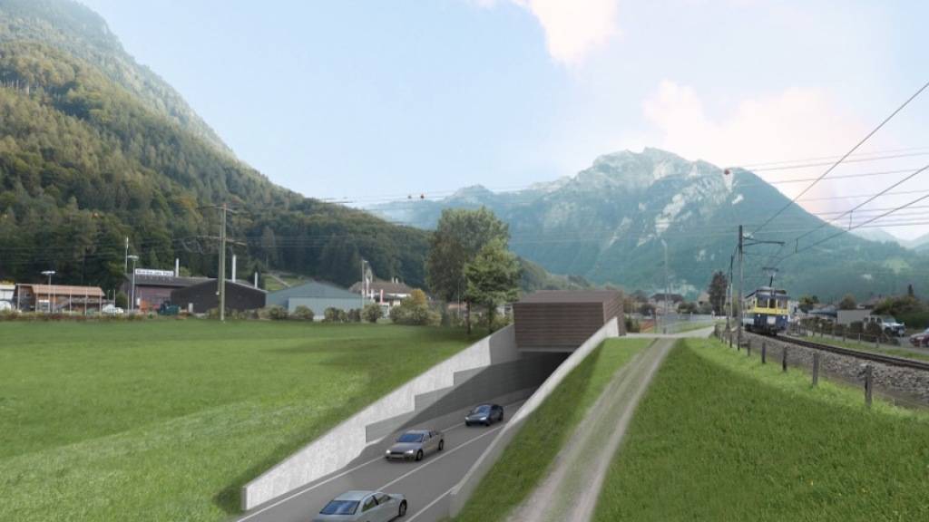 Aus der Visualisierung wird Realität: Die Umfahrungsstrasse Wilderswil.