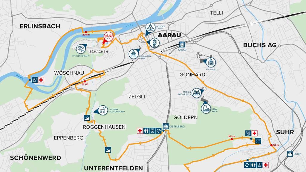 Die Route des Aargau Halbmarathon 2023