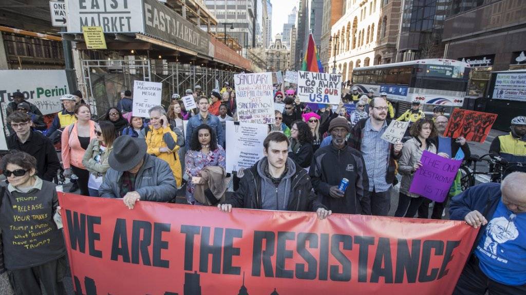 Protestmarsch in Philadelphia gegen die Politik von US-Präsident Donald Trump