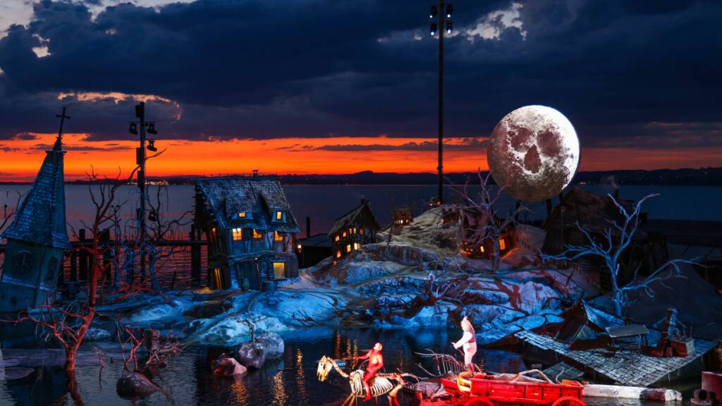 Szene aus der Oper «Der Freischütz» auf der Bregenzer Seebühne. Sie wurde an einer Probe am 11. Juli 2025 aufgenommen.