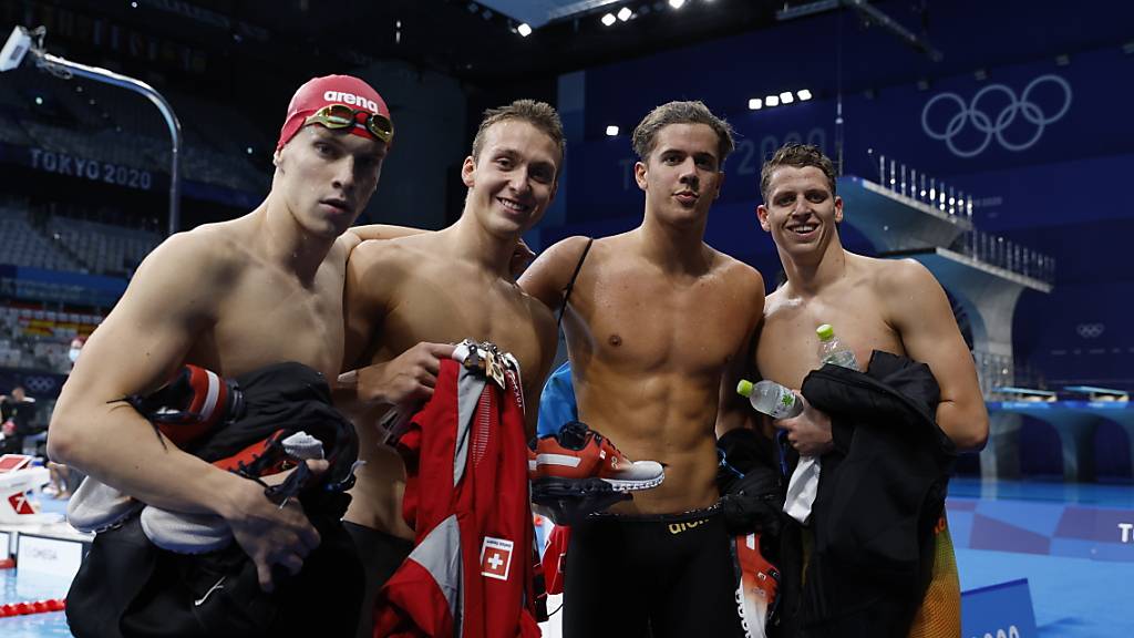 Vier der jungen wilden Schweizer Schwimmer, die vor sechs Jahren in Genf mit im Schnitt 15 Jahren ihr Olympia-Projekt gestartet haben