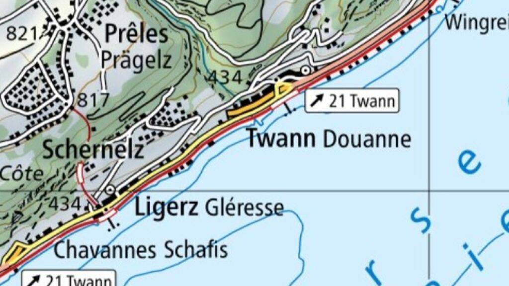 Die Gemeinde Twann soll dereinst durch einen Tunnel durch den Berg vom Verkehr entlastet werden.