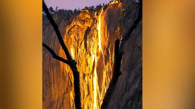 Spektakuläres Naturphänomen: Feuer-Wasserfall im Yosemite-Nationalpark