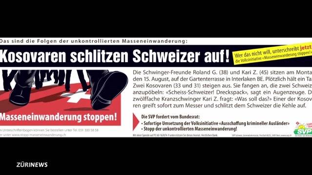 Messerschlitzer-Plakat der SVP war rassistisch | TeleZüri