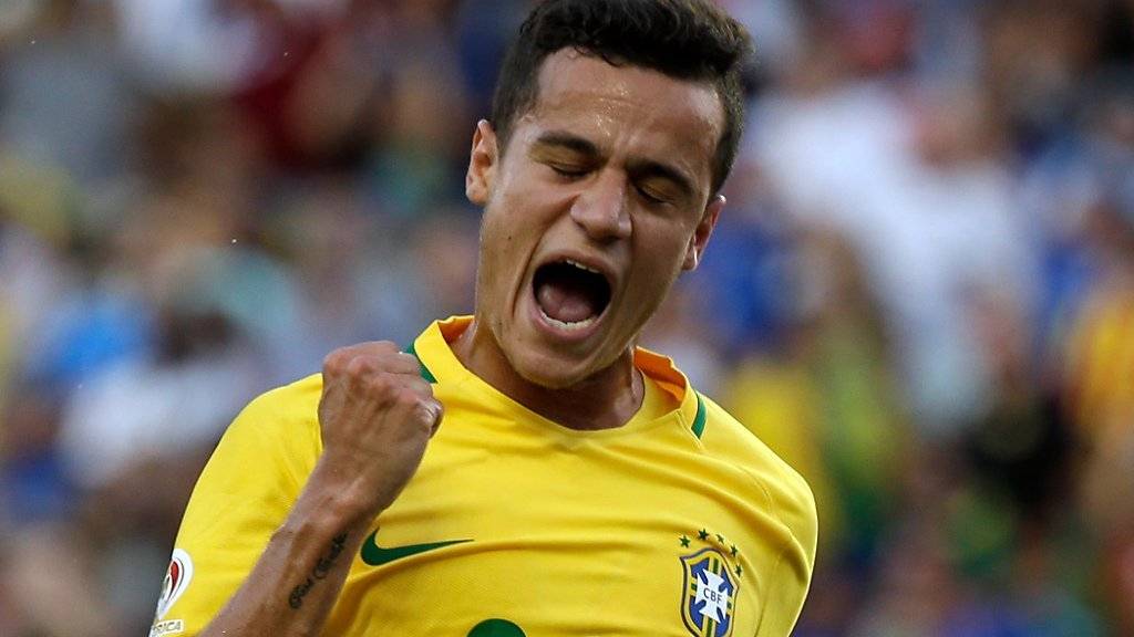 Dreifacher Torjubel: Brasiliens Philippe Coutinho