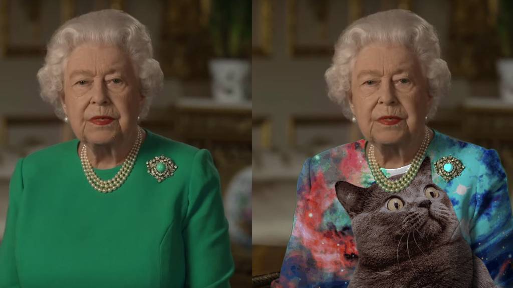 Wenn die Queen plötzlich einen Weltraum-Katzen-Pulli trägt