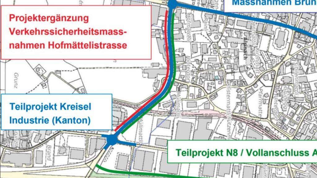 Die Verkehrssicherheitsmassnahmen an der Hofmättelistrasse sind eines von vier Bauprojekten rund um den neuen Vollanschluss Alpnach Süd.