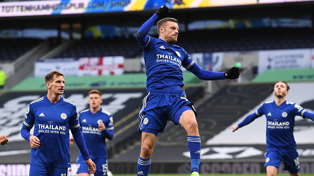 Leicesters Jamie Vardy rettete mit dem späten Ausgleich zum 2:2 seinem Team gegen Manchester United einen Punkt