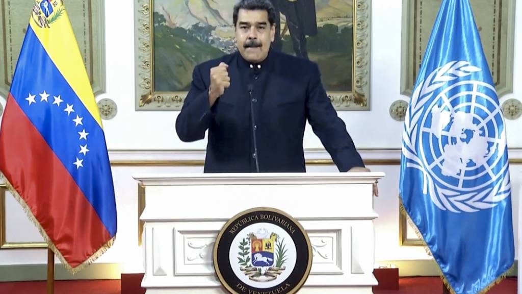 HANDOUT - Dieses von UNTV zur Verfügung gestellte Foto zeigt Nicolas Maduro, Präsident von Venezuela, während einer Aufzeichnung für eine Videobotschaft anlässlich des Beginns der Generaldebatte der 75. UN-Vollversammlung. Foto: Untv/UNTV/AP/dpa - ACHTUNG: Nur zur redaktionellen Verwendung im Zusammenhang mit der aktuellen Berichterstattung und nur mit vollständiger Nennung des vorstehenden Credits