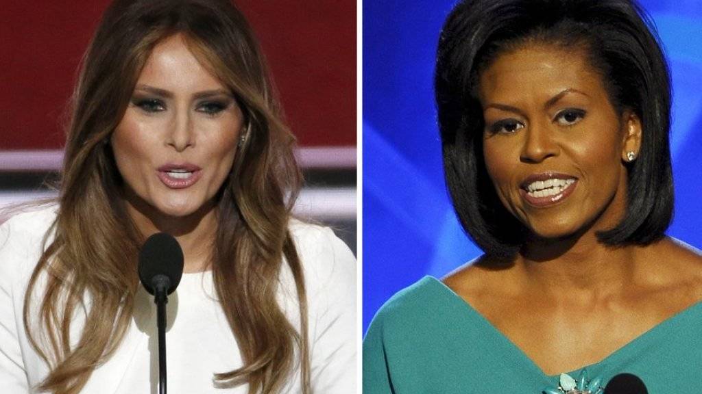 Trumps Ehefrau Melania (l.) wird vorgeworfen, an der Parteitagsrede der US-Republikaner in Cleveland Ausschnitte aus Michelle Obamas (r.) Rede geklaut zu haben.