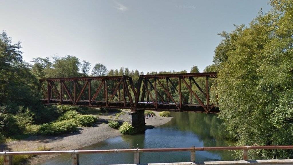 Von dieser Eisenbahnbrücke warf ein Mann einen Vierjährigen in den Fluss Wynoochee im US-Bundesstaat Washington. (Bild googlemaps)