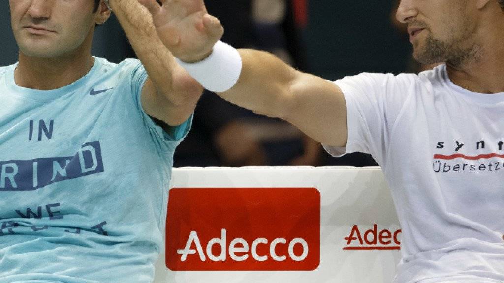 Gemeinsamer Einsatz im Doppel: Marco Chiudinelli (rechts) und Roger Federer