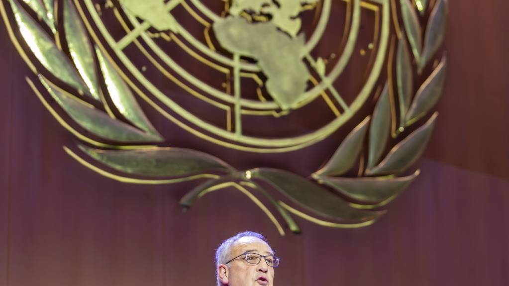 Plädiert für Multilateralismus und Konsenssuche: Bundesrat Guy Parmelin bei der Eröffnung der Unctad-Konferenz in Genf.