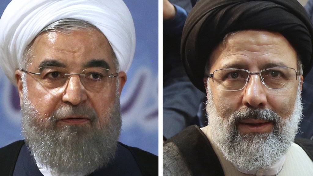Amtsinhaber Hassan Ruhani (links) gewann die Präsidentenwahl im Iran klar. Dem erzkonservativen Herausforderer Ebrahim Raeissi erteilten die Wählenden eine Abfuhr.