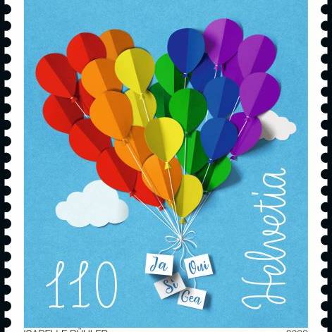 Post feiert die «Ehe für alle» mit bunter Briefmarke