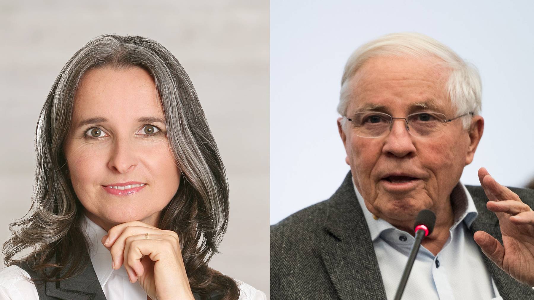 Kritikerin und Verteidiger: Nationalrätin Yvette Estermann und SVP-Doyen Christoph Blocher.