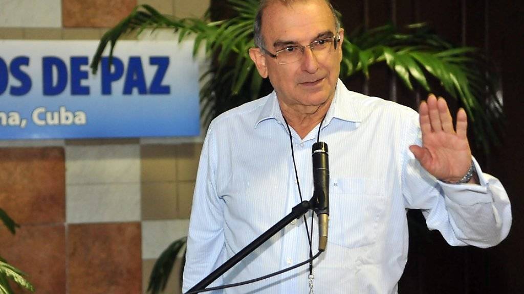 Als Chefunterhändler der Regierung hat er den Friedensvertrag mit der linken Guerillaorganisation FARC ausgehandelt. Jetzt will Humberto de la Calle der nächste Präsident von Kolumbien werden. (Archivbild)