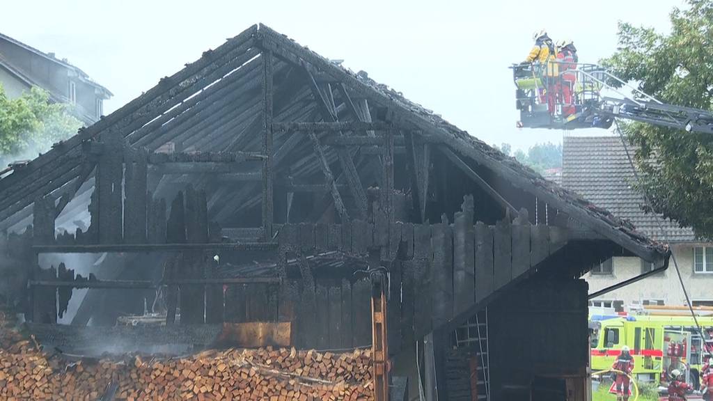 Scheune in Oberhasli gerät in Brand – viel Rauch und grosser Sachschaden