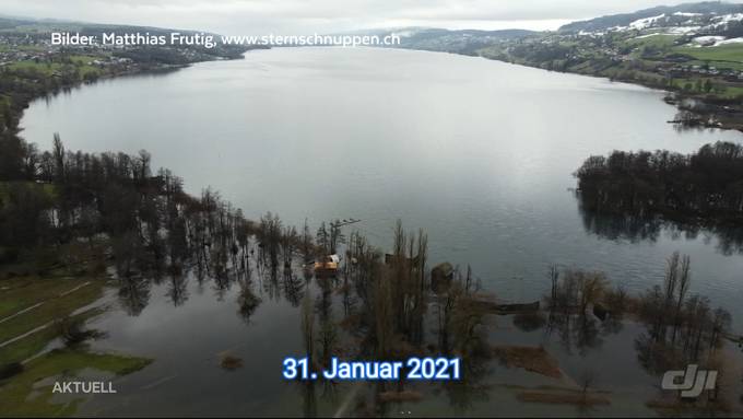 Geschmolzener Schnee und Regen hinterlässt Spuren: Eindrückliche Bilder des Hallwilersees