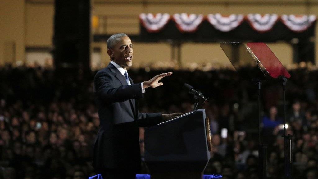 «Zu einem besseren Menschen gemacht»: Präsident Obama zieht Bilanz in seiner Abschiedsrede in Chicago.