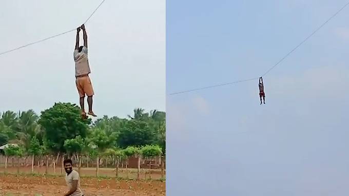 Zehn Meter über Boden: Mann wird von Drachen in Luft gezogen