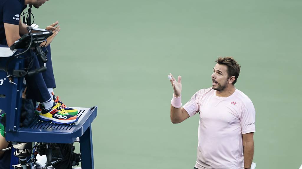 Fragen an den Schiedsrichter, aber auch an sich selber: Stan Wawrinka am US Open