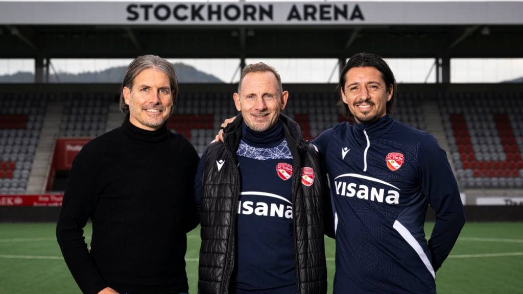 Spiel(t)en eine tragende Rolle beim FC Thun (von links): Präsident Andres Gerber, Cheftrainer Mauro Lustrinelli und Assistenztrainer Nelson Ferreira