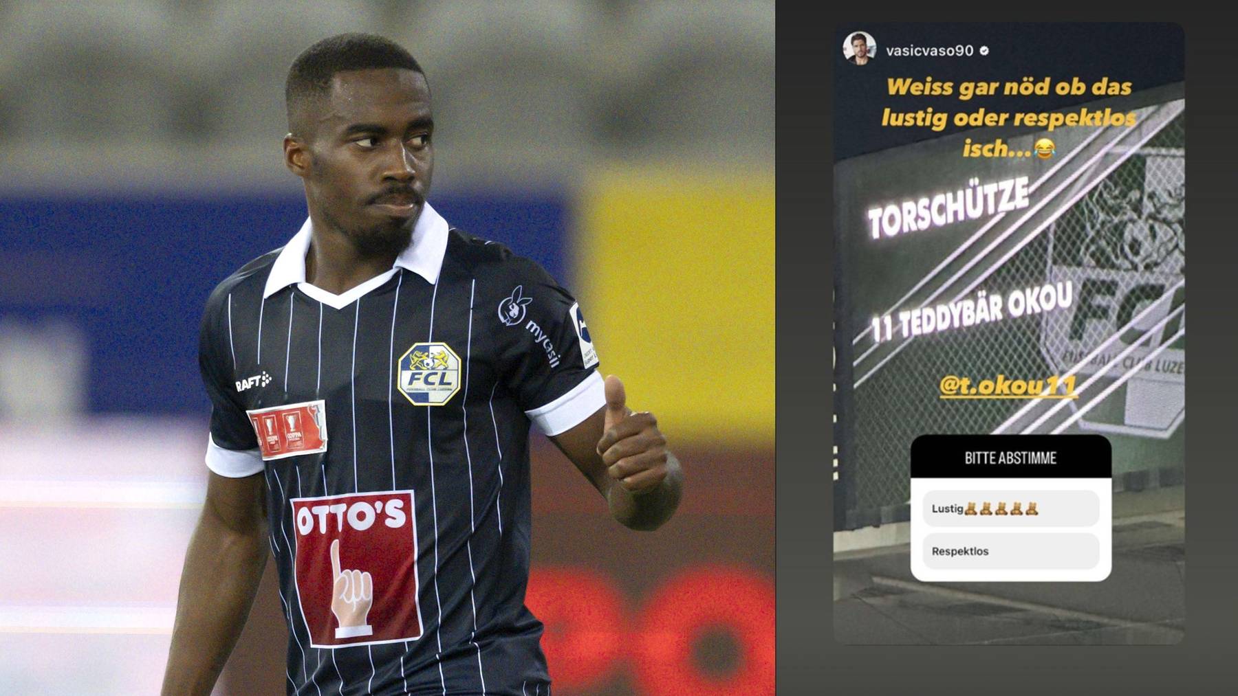 FCL-Spieler Teddy Okou wurde gegen Thun im Stadion als «Teddybär Okou» bezeichnet.
