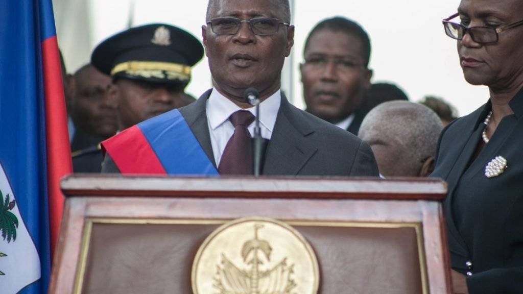 «Nationale Harmonie erreichen»: Haitis Interimspräsident Jocelerme Privert bei seiner ersten Rede in Port-au-Prince.
