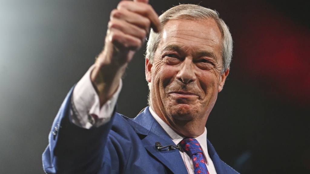 ARCHIV - Der Vorsitzende der Reform UK, Nigel Farage. Foto: Thomas Krych/AP/dpa/Archivbild