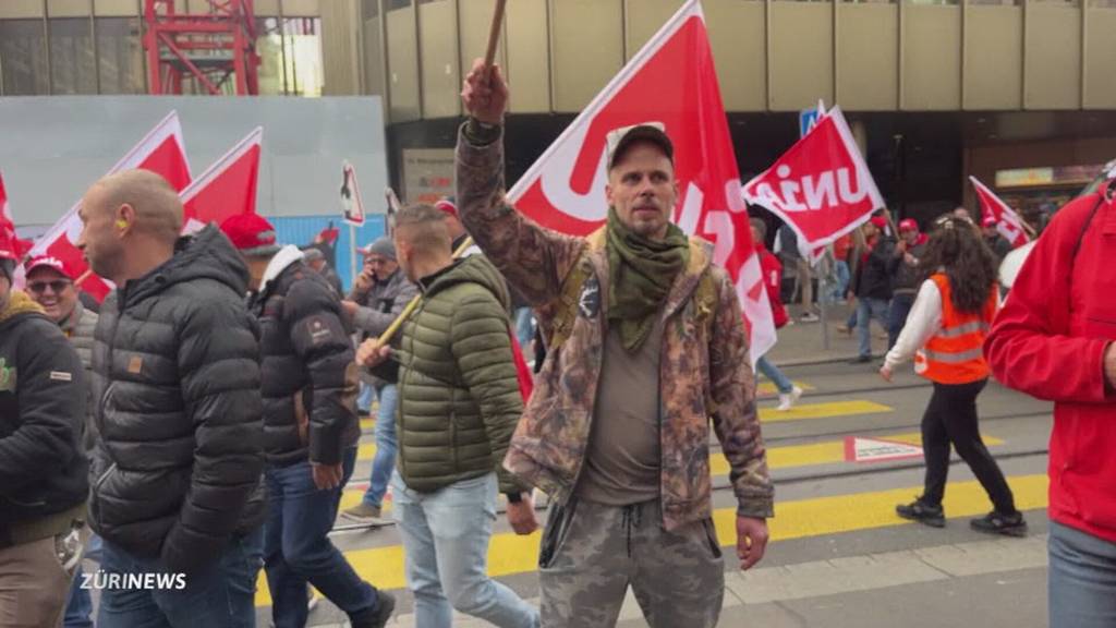 Bauarbeiter protestieren in Zürich