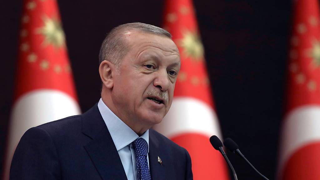  Recep Tayyip Erdogan, Präsident der Türkei, spricht während einer Pressekonferenz. 