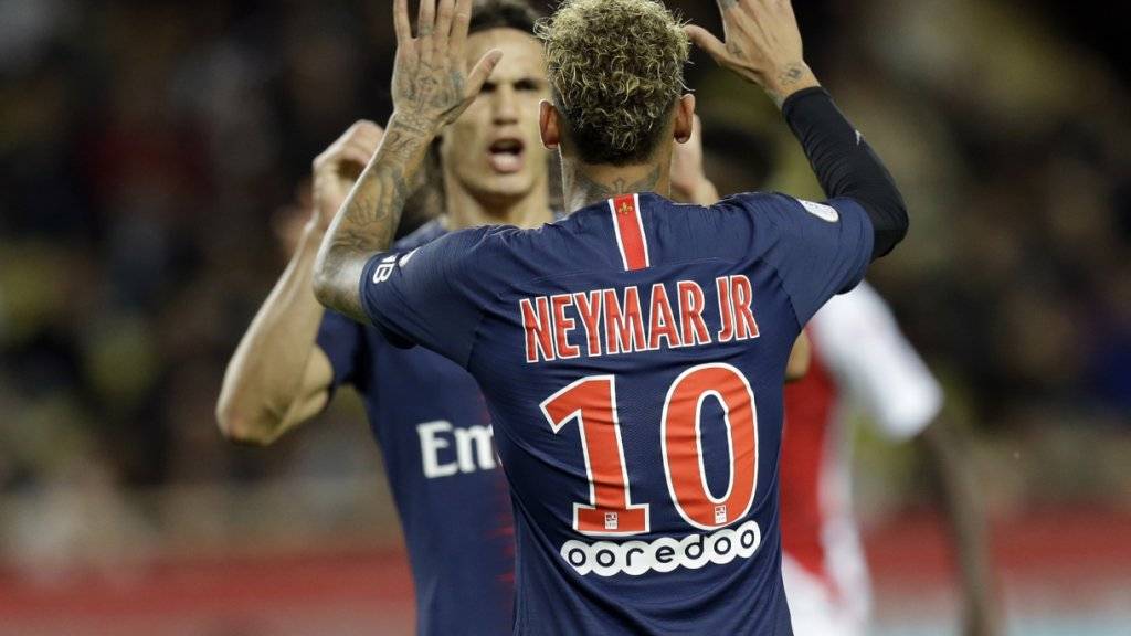 Die Superstars jubeln: Neymar und Cavani nach dem vierten PSG-Tor gegen Monaco