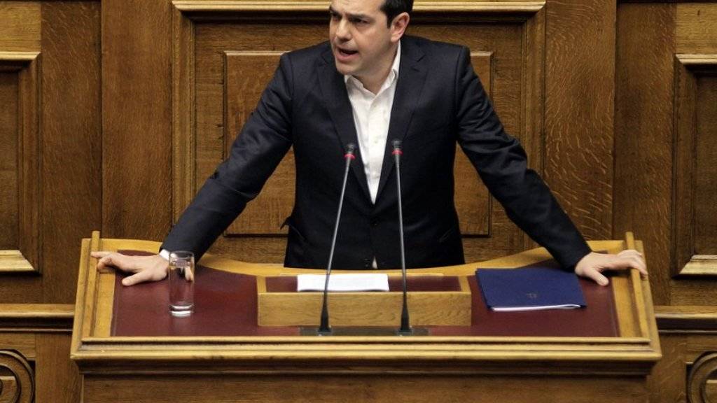 Alexis Tsipras am Mittwochabend im Parlam,ent in Athen.
